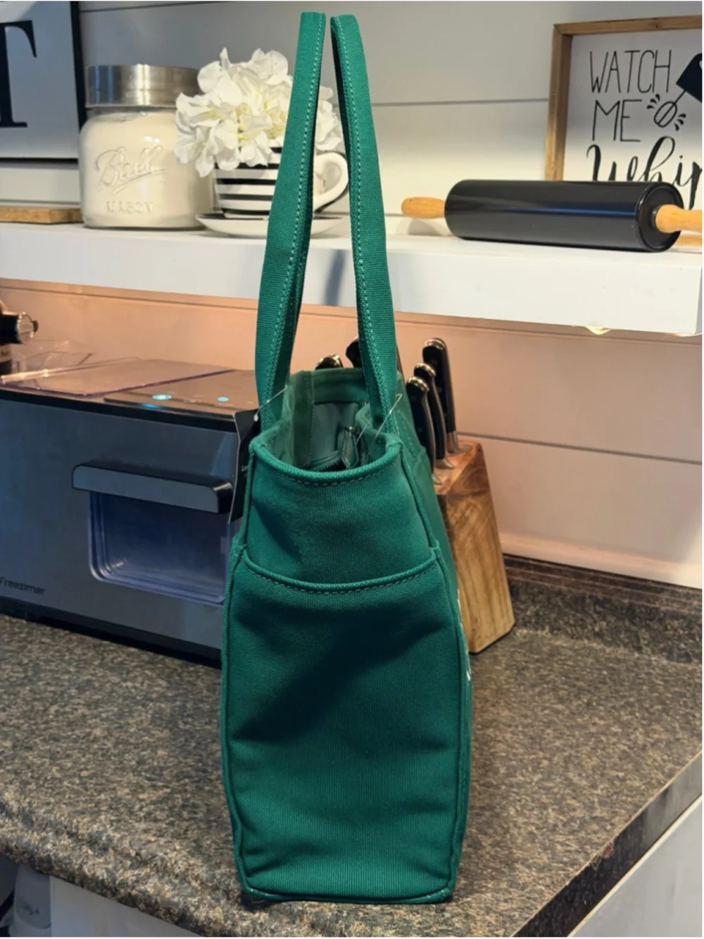 NWT Kate Spade XL Green Canvas Totebag